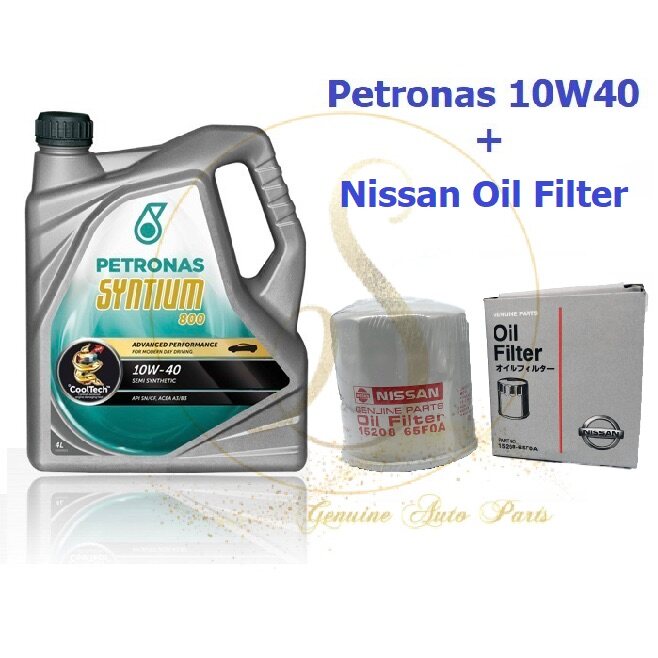 Original Petronas Syntium 800 10W40 SN/CF Semi Synthetic Engine Oil 4L FREE Nissan Oil Filter 15208-65F0A