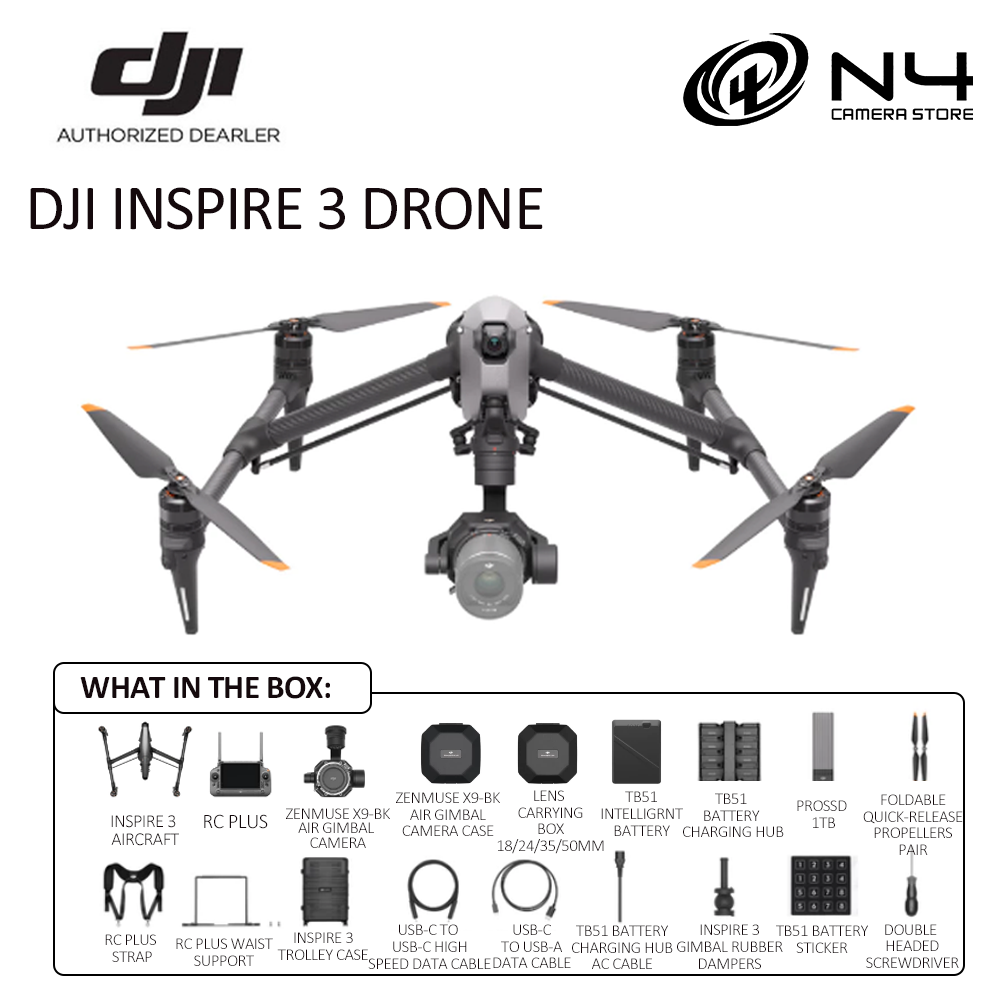 DJI Inspire 3 Drone With X9-8K Air Full-Frame 3-Axis Gimbal l Spotlight Pro Subject Tracking (DJI Malaysia Warranty) Harga 52,990 Ringgit*Penghantaran Percuma