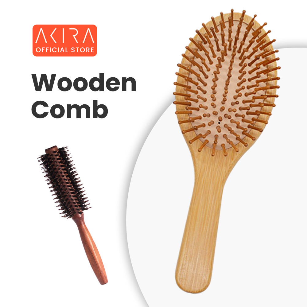 Lược uốn tóc akira nhật bản lược gỗ lược chải tóc massage dụng cụ tạo kiểu tóc cho salon