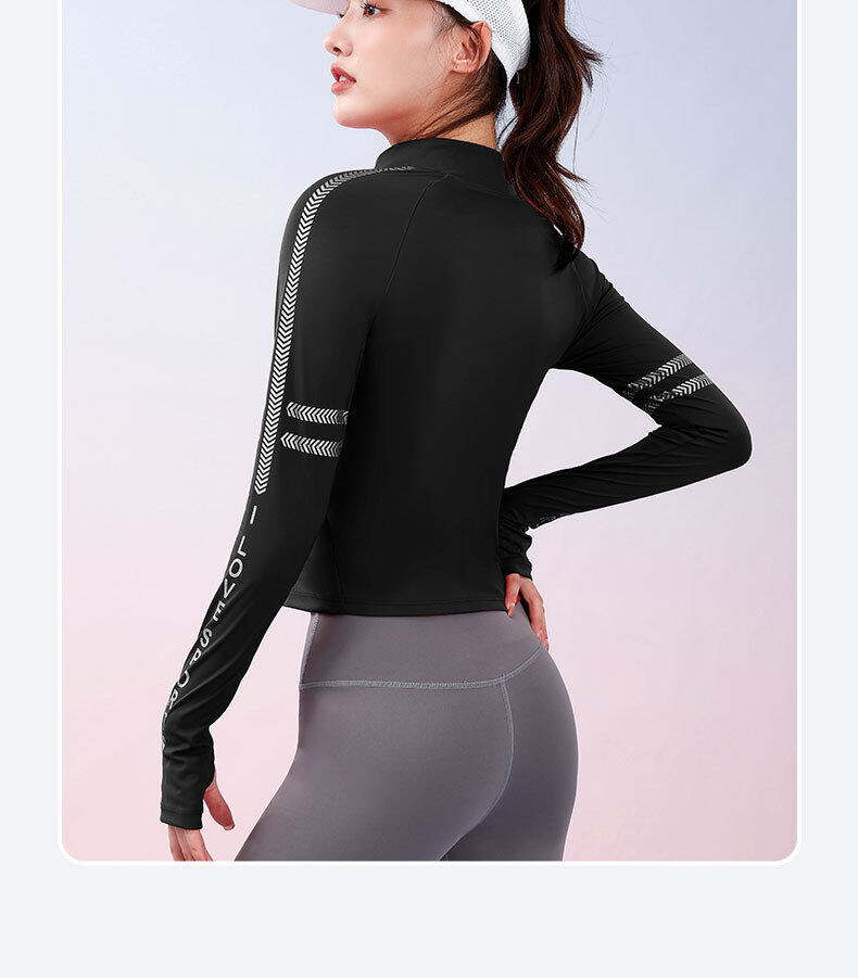 SUPERFLOWER Women's Running Fiess Sports Zipper Fast Drying Stand Collar Long Sleeve Tops Yoga Jackets_voghion.com