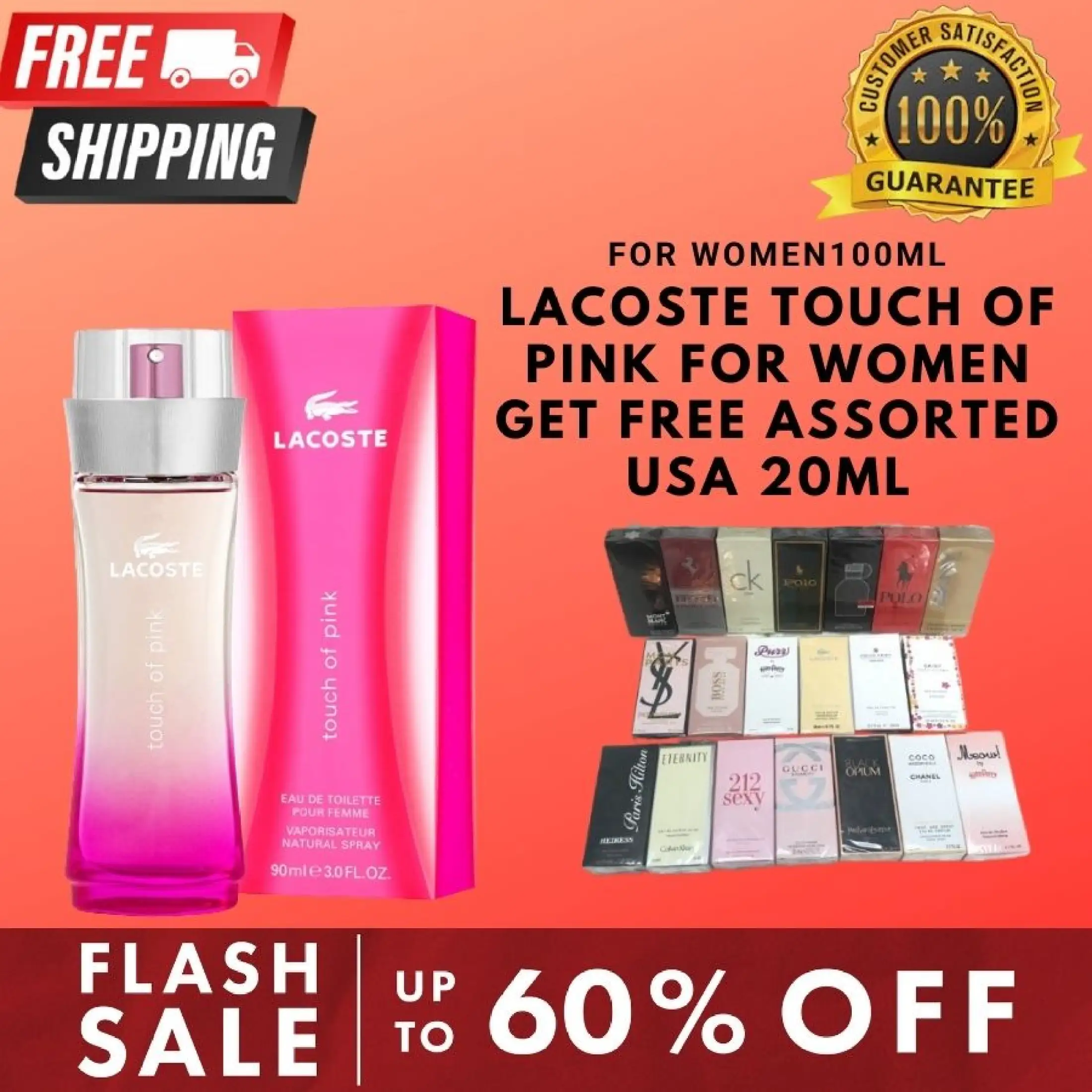 Tilpasning tom Udvidelse Promo Sale Alert Up to 60% Off Discount Buy Lacoste Touch Of Pink For Women  100ml and Get our Special Free Assorted USA Tester 20ml | Lazada PH
