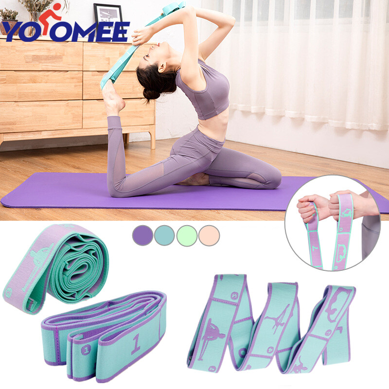 Yoomee Slimming Resistance Band Yoga 8 Sections Auxiliary Stretching Belt Adult Latin Training Elastic Bands Beginner Pilates Multi-Functional Hot