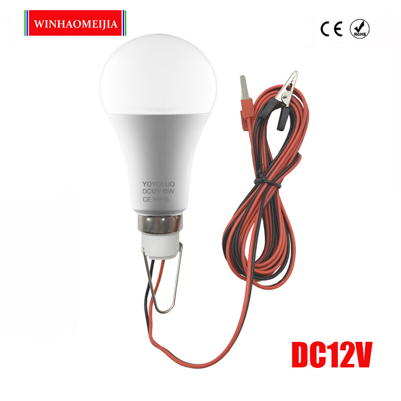 Bóng đèn LED DC 12 V đèn LED 6W 9W 12W 15W 18W bóng đèn chiếu điểm đèn khẩn cấp với kẹp cá sấu cho pin 12 điện áp