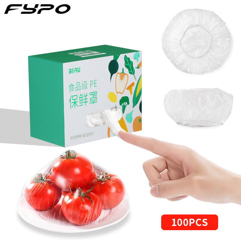 Fypo 100 miếng bọc thực phẩm màng bọc thực phẩm bằng nhựa pe màng bọc giữ tươi có hộp bát đĩa màng bọc thực phẩm giữ tươi