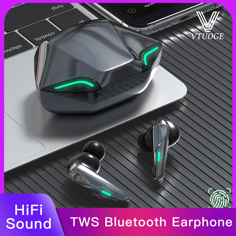 VTUOGE Gaming Earbuds Bluetooth 5.1 Earphone LED Battery Display Wireless Headphone Sport Earpiece Touch Control Binaural Call Small Invisible Headset with Microphone for xiaomi Redmi huawei Airdots Android Mobile Phone