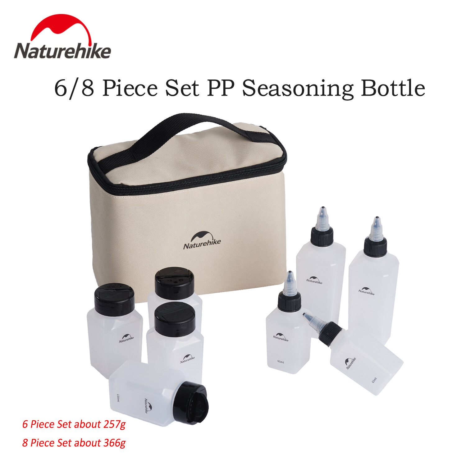 Cắm Trại Ngoài trời Naturehike 6pcs/8pcs PP chai đựng gia vị Set BBQ lưu trữ gia vị container dụng cụ nhà bếp đường muối tiêu cho dã ngoại thịt nướng với túi lưu trữ