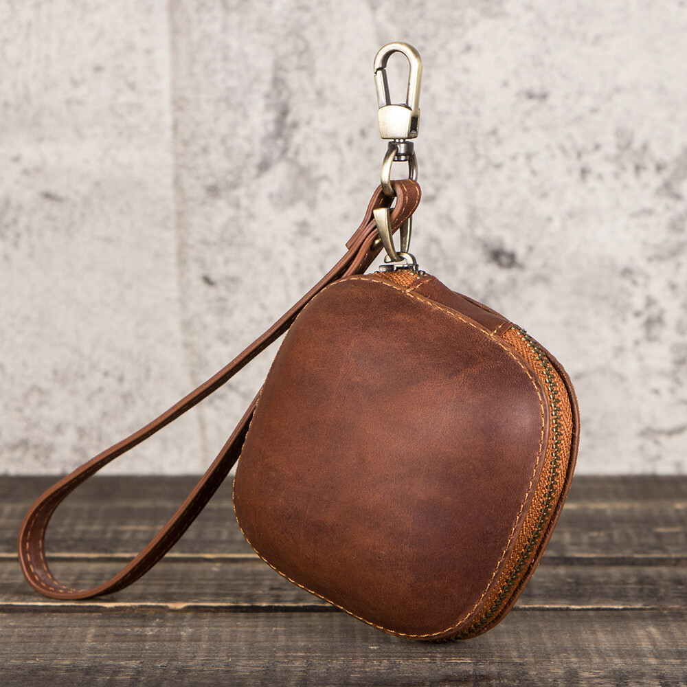 Liên lạc gia đình Nam bằng da bò Ví đựng xu dây đeo tiện dụng vi đựng đồng xu cho Nam Túi đựng tiền nhỏ cổ điển