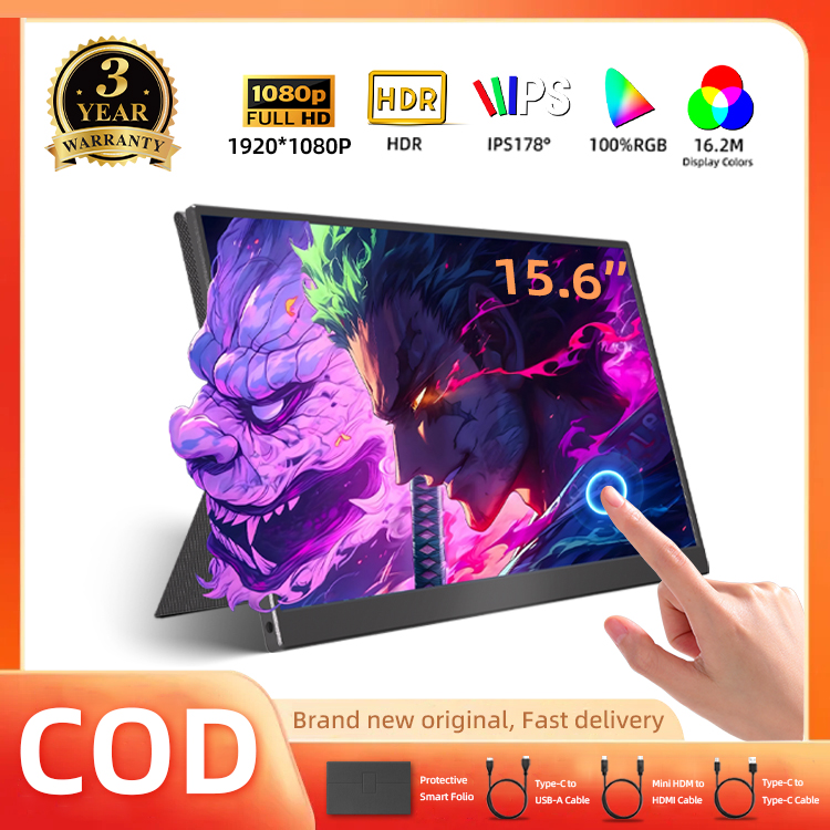 DITU Portable Monitor 15.6Inch 1080P Ultra Thin Full HD IPS Touch Screen Built-in Dual Speakers 100% Gamut Gaming Display For Laptop Xbox Switch PS3/4/5