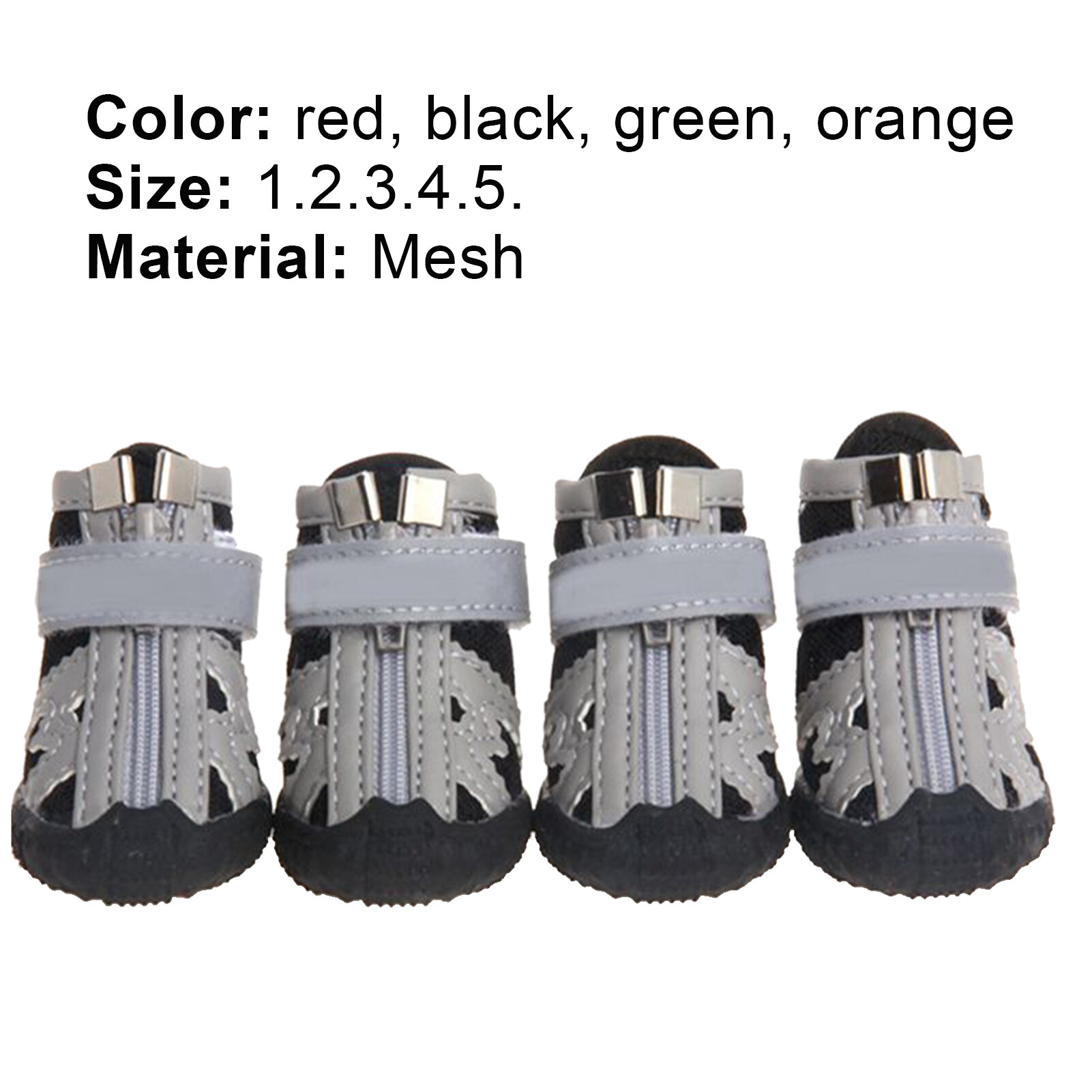 Rubyl® 4Pcs Dog Shoes Reflective Breathable Mesh Fabric Zipper