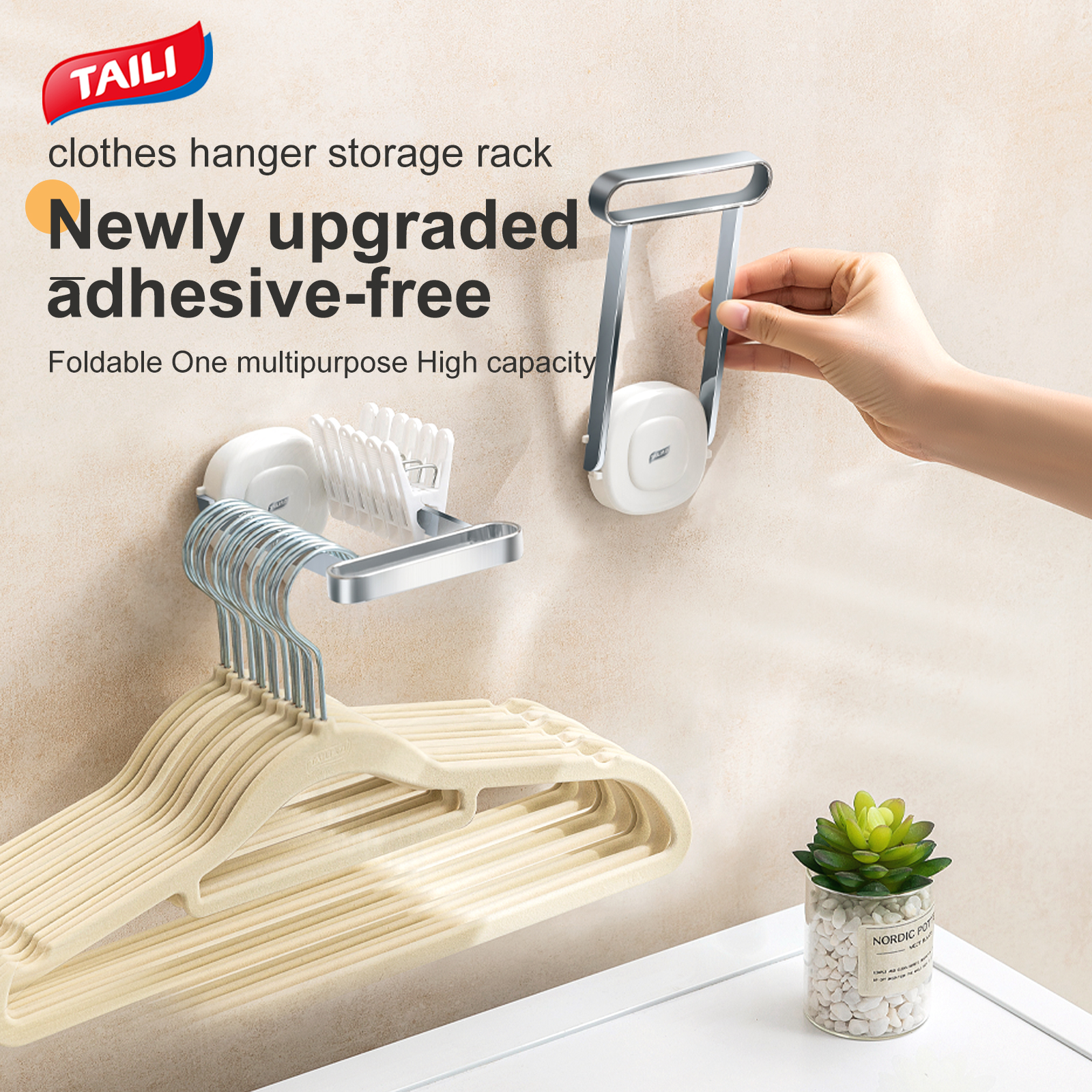 Taili Hanger giá lưu trữ treo tường Núm hút cao su lưu trữ móc công cụ đa chức năng không khoan giá lưu trữ