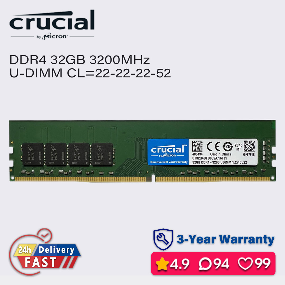 Crucial 32Gb Ddr4 3200Mhz Cl22 Non-Ecc Sodimm Ram - Limited