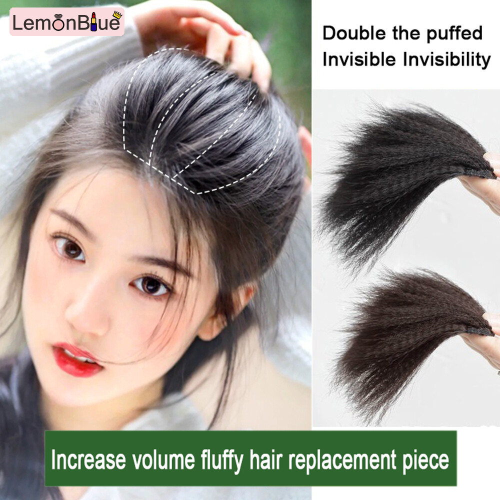 Gambar LemonBlue Female Top Fluffy Wig Piece For High Cranial Increase Hair Volume for Women Natural Wig Piece Women Styling Tools Personalized Hair Accessories Natural Seamless Fake Hair Piece