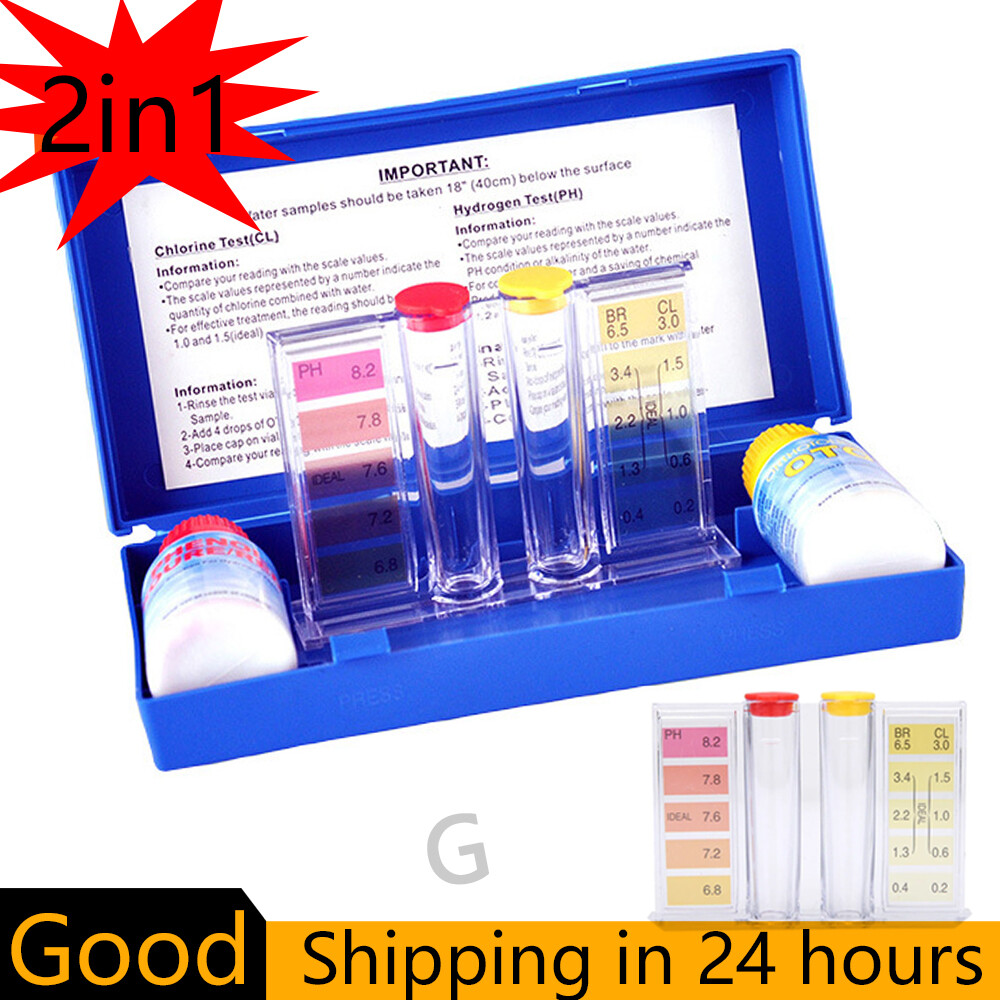 Bộ Test Bộ kiểm thử hồ bơi cho bể bơi dung dịch PH và Clo bể bơi Đồng hồ đo độ PH nước hồ bơi kiểm tra chất lượng nước Clo Bộ test dụng cụ kiểm tra thủy công cụ