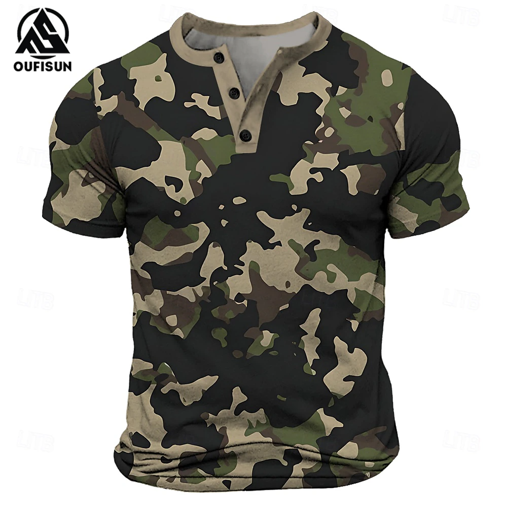 【Oufisun áo Sơ Mi Nam Áo rằn ri retro cổ điển thương hiệu Áo Thun nút màu xanh lá cây tập luyện hàng ngày mùa hè thiết kế phong cách mới Áo sơ mi nam ngắn tay thấm mồ hôi và thoáng khí