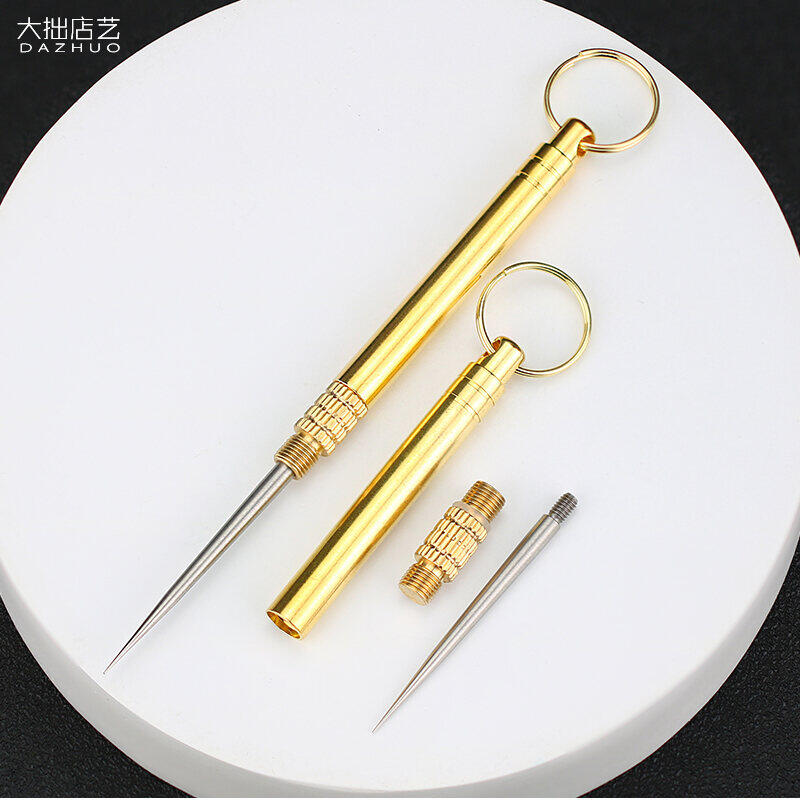 Kim Loại Đồng Nguyên Chất Ốc Vít Nhất Thể Sáng Tạo Tăm Xỉa Răng Xách Tay Móc Chìa Khóa Móc Treo Đa Chức Năng Dĩa Ăn Trái Cây