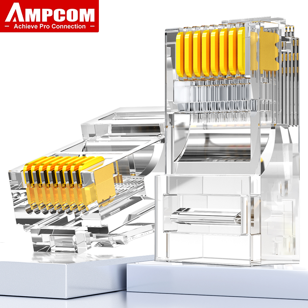 Ampcom cat5e rj45 nối 8p8c modular cáp ethernet rj 45 kết thúc cáp ethernet đầu nối uốn utp ổ cắm mạng