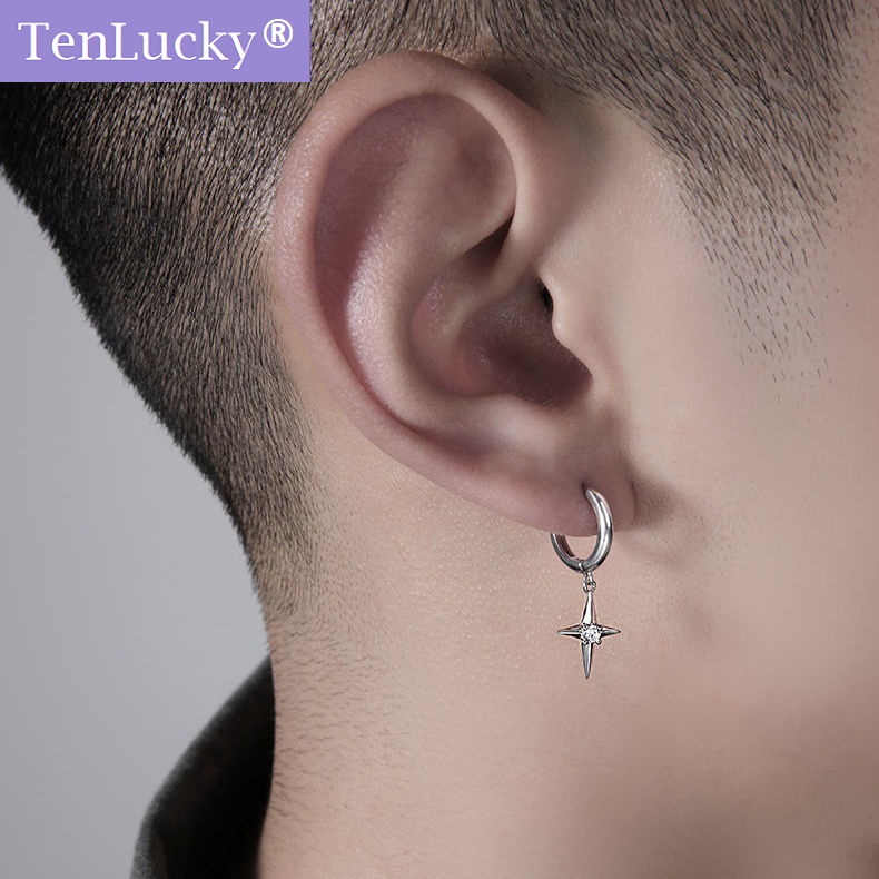 TenLucky Cool Fashion Sterling 925 Silver Needle Stud Drop Earrings for Man Girl Women ราคา 99 บาท*ส่งฟรี