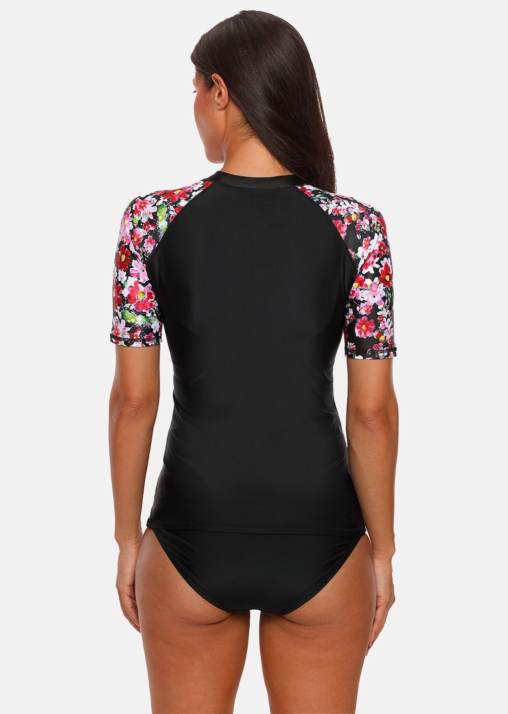 Charmo Women Short Sleeve Dry-Fit Quick-drying Rashguard Swimsuit