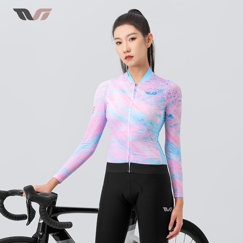 ROCKBROS TVI Women’s Long Sleeve Cycling Jersey Breathable And Elastic Female Tops Three pockets Road Bike MTB Riding Clothing Bike Equipment