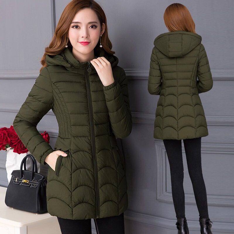 RMY052 Women's cotton-padded jacket mid-length new winter clothes hooded Korean style slim-fit down cotton-padded coat middle-aged mother's cotton-padded jacket