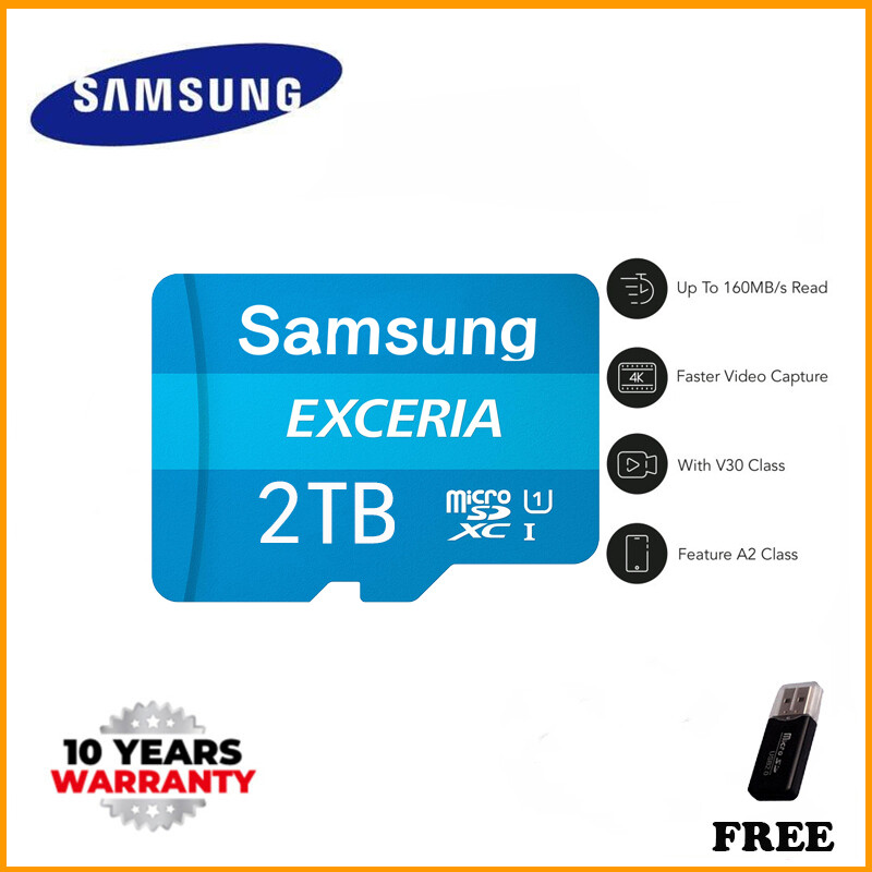 100% Original (Free Card Reader) (Free Shipping) Samsung Memory Card 128GB 256GB 512GB 1024GB 2000GB 1TB microSD Exceria Flash Memory Card w/Adapter U1 R100 C10 (LMEX1L064GG2) Harga 22 Ringgit*Penghantaran Percuma
