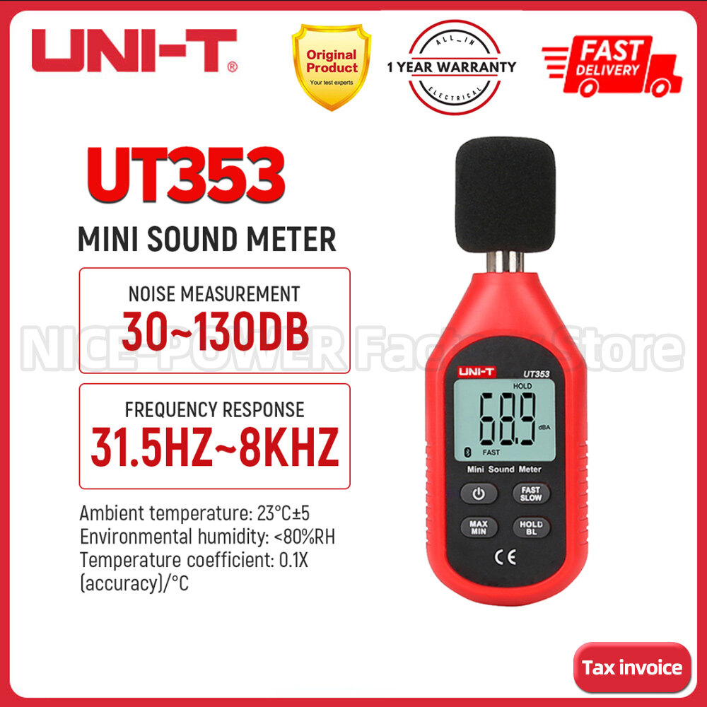 11.11 uni-t ut353 dụng cụ đo tiếng ồn máy đo độ ồn 30 ~ 130db mini âm thanh máy đo mức âm thanh decibel màn hình