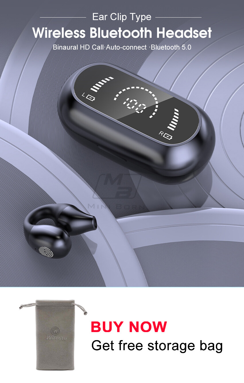 2024 TWS Bluetooth 5.0 Earphone No In-Ear Headphones Wireless Sport Earbud Ear Hook Earphones Power Display Headset HD Call Earbuds Waterproof Sweat-_voghion.com