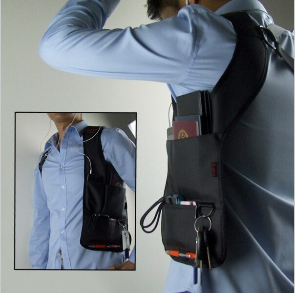 Loloda Men Hidden Underarm Shoulder Bag PU Leather Armpit Bag Adjustable Wallet Pocket Phone Holster Bag for Travel Outdoors 
