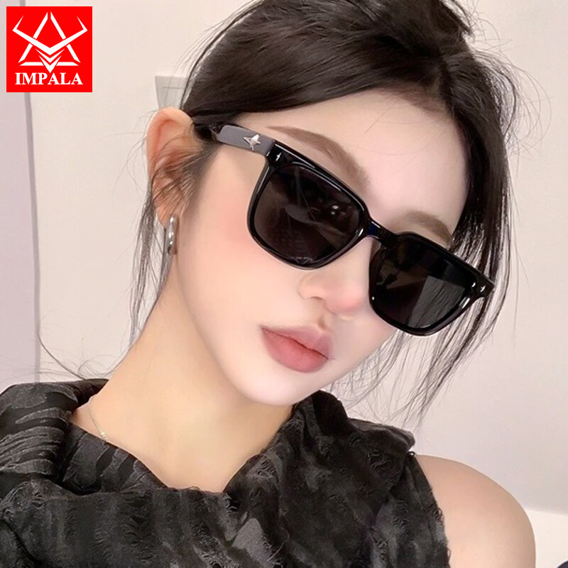 IMPALA QT2093W Fashion Women Sunglasses UV400 HD Lens Black Sunglasses for Men Anti-Reflection Anti-High Beam Driving Eyewear Make Face Looks Small Square Lens ราคา 60 บาท*ส่งฟรี