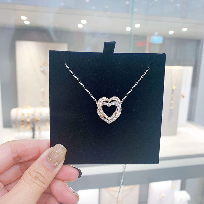 Vòng cổ trái tim đôi swarovski infinity, vòng cổ đôi trái tim hàn quốc đơn giản thời trang quà sinh nhật cặp đôi nữ