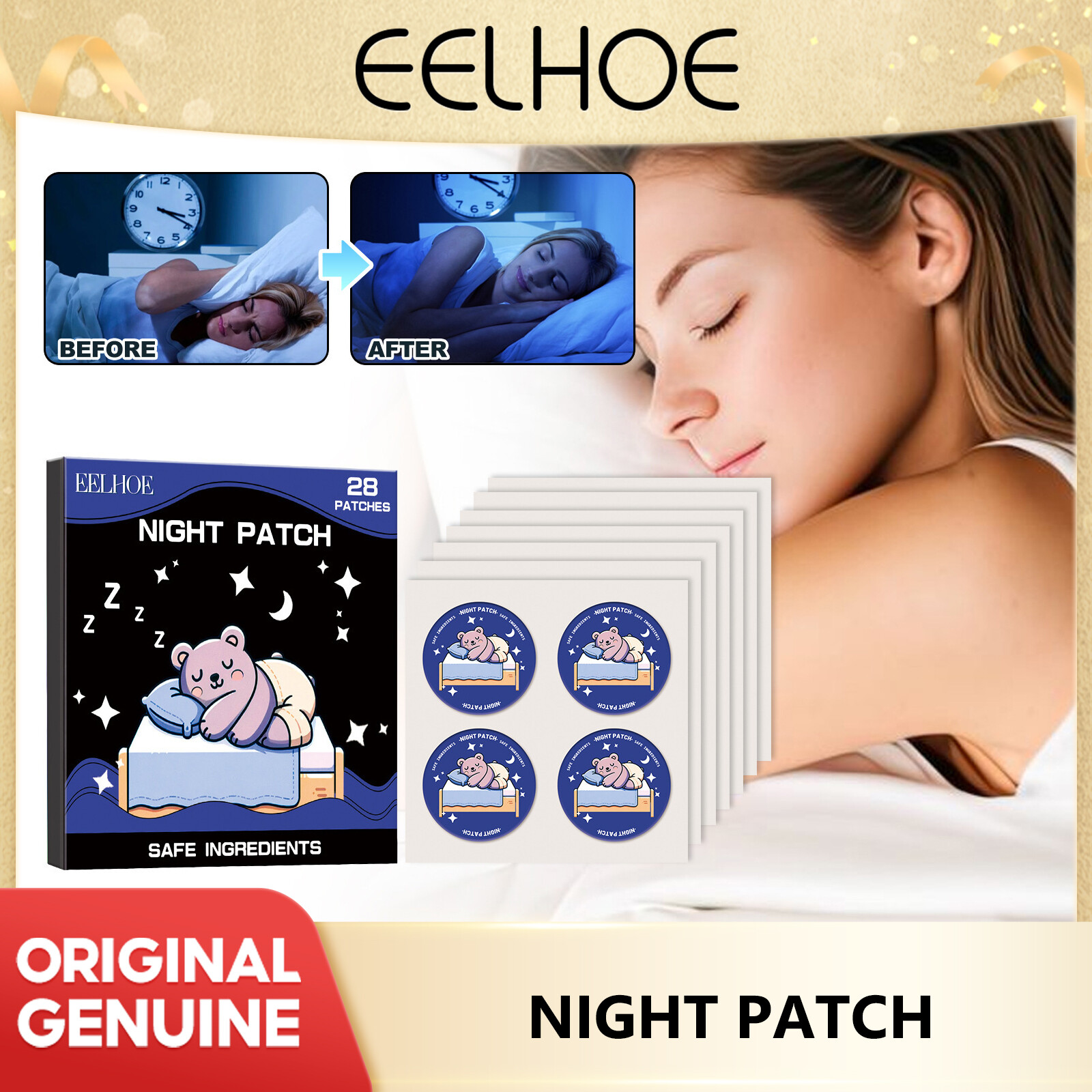 Miếng dán đêm Eelhoe Miếng dán ngủ ngon giúp giảm căng thẳng chất lượng giấc ngủ giảm căng cơ cơ thể nhanh chóng chìm vào giấc ngủ 28 chiếc