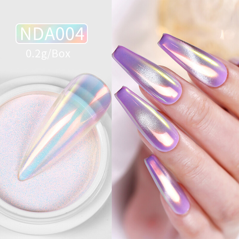 Ur Đường Nicole Diary Aurora bột móng tay Ice Nail Trong Suốt Sắc Tố Bụi Chrome vỏ ngọc trai hiệu ứn