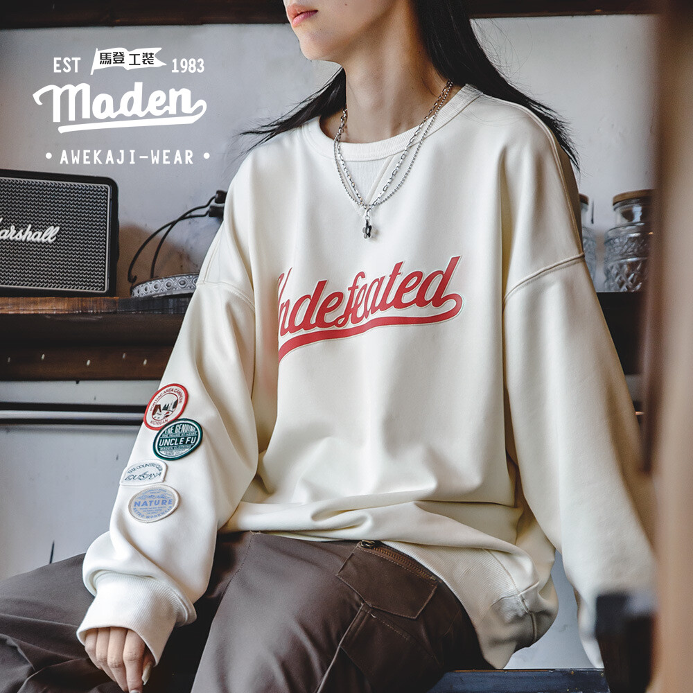 MADEN brand Korean version cute girls American casual pullover sweater Women contrasting patchwork r