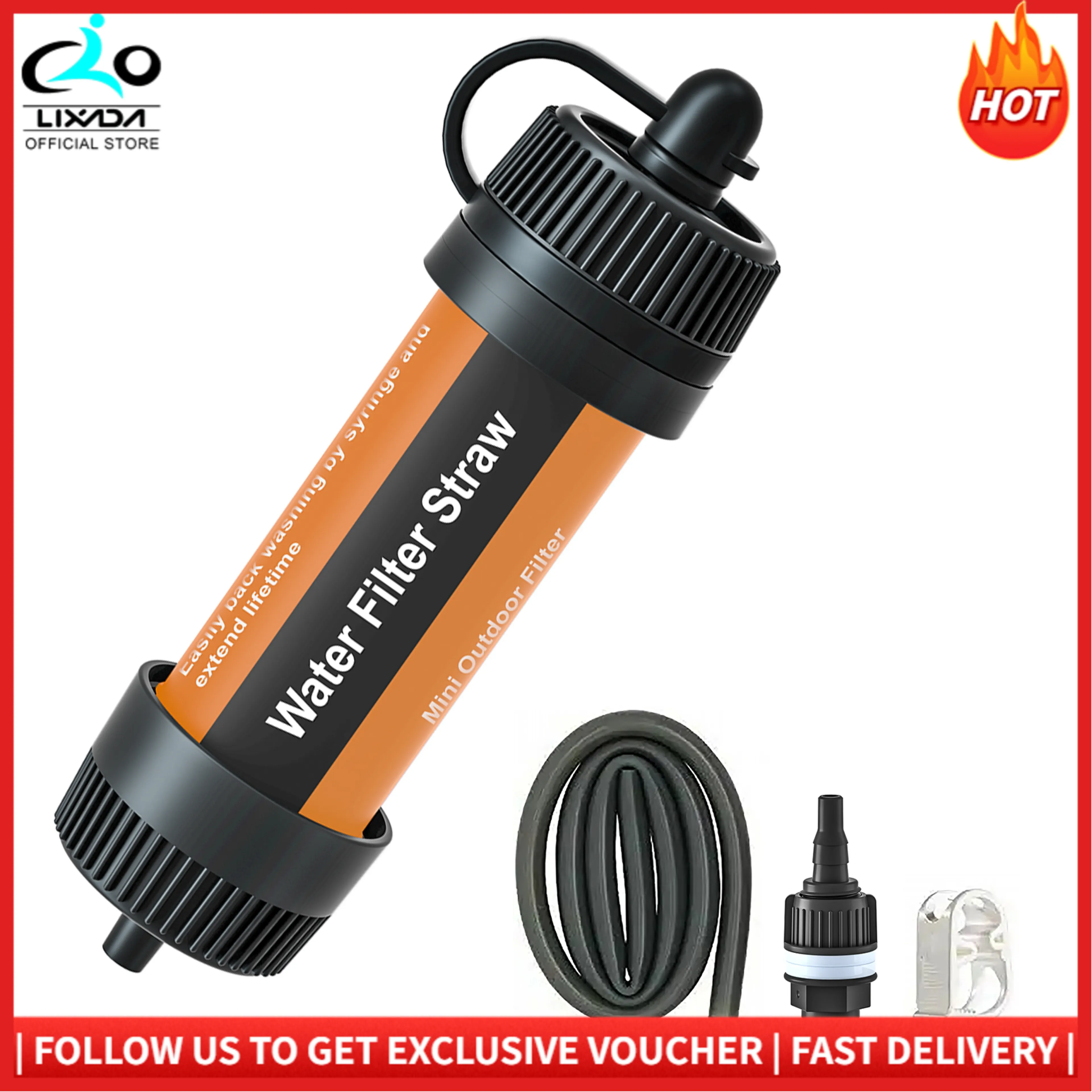 LIXADA Water Filter Straw Outdoor Portable Water Purifier Survival Gear for Camping Hiking Backpacking Emergency Preparedness