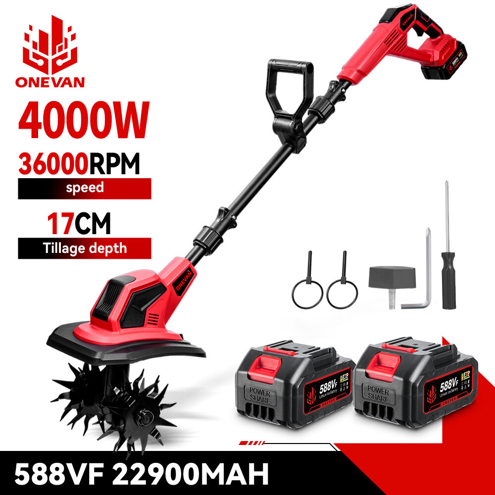 ONEVAN Electric Tiller Cultivator 36000RPM Cordless Electric Scarifier Lithium Battery Tiller Cultivator Garden Tool For Makita 18V Battery ราคา 3,049 บาท*ส่งฟรี