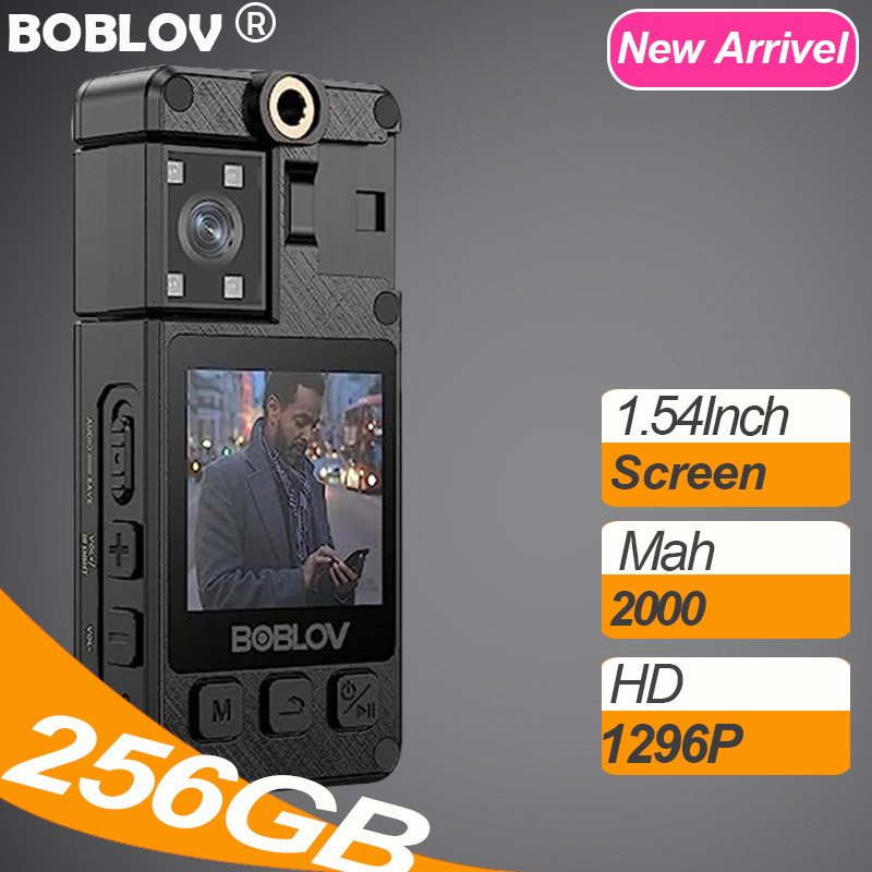 Boblov A24 HD 1296P Body Mini Action Digital Police Camera Camera 180° Rotate Lens 1.54 inch 2000Mah With Night Version DVR Video Recorder Bodycam Actioncam Motorcycle Dash Cam for Vlogging ราคา 1,299 บาท*ส่งฟรี