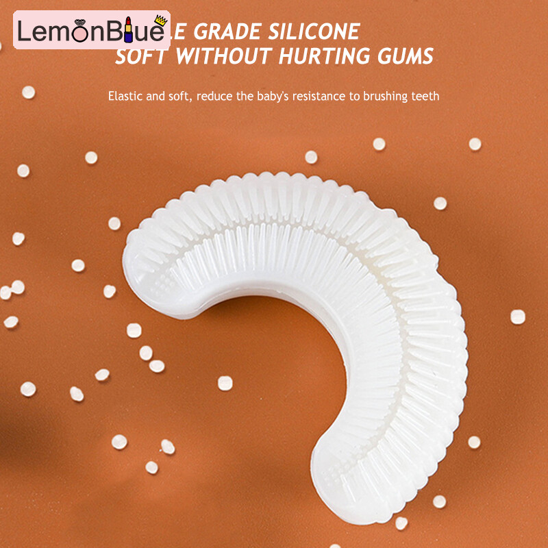 Gambar Manual U Shaped Toothbrush Soft Silicone Brush Head 360° Oral Teeth Cleaning for Toddlers Kids Soft Silicone Brush Head 360° Oral Teeth Cleaning Soft Manual U Shaped Toothbrush
