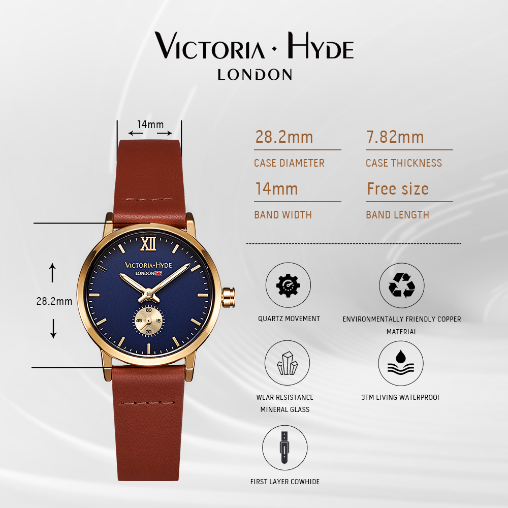 2 Years Warranty VICTORIA HYDE London Ladies Japan Quartz Watch Female Genuine Leather Watches Simple Fashion Woman clock Retro Watch Original Genuine ราคา 3,595 บาท*ส่งฟรี