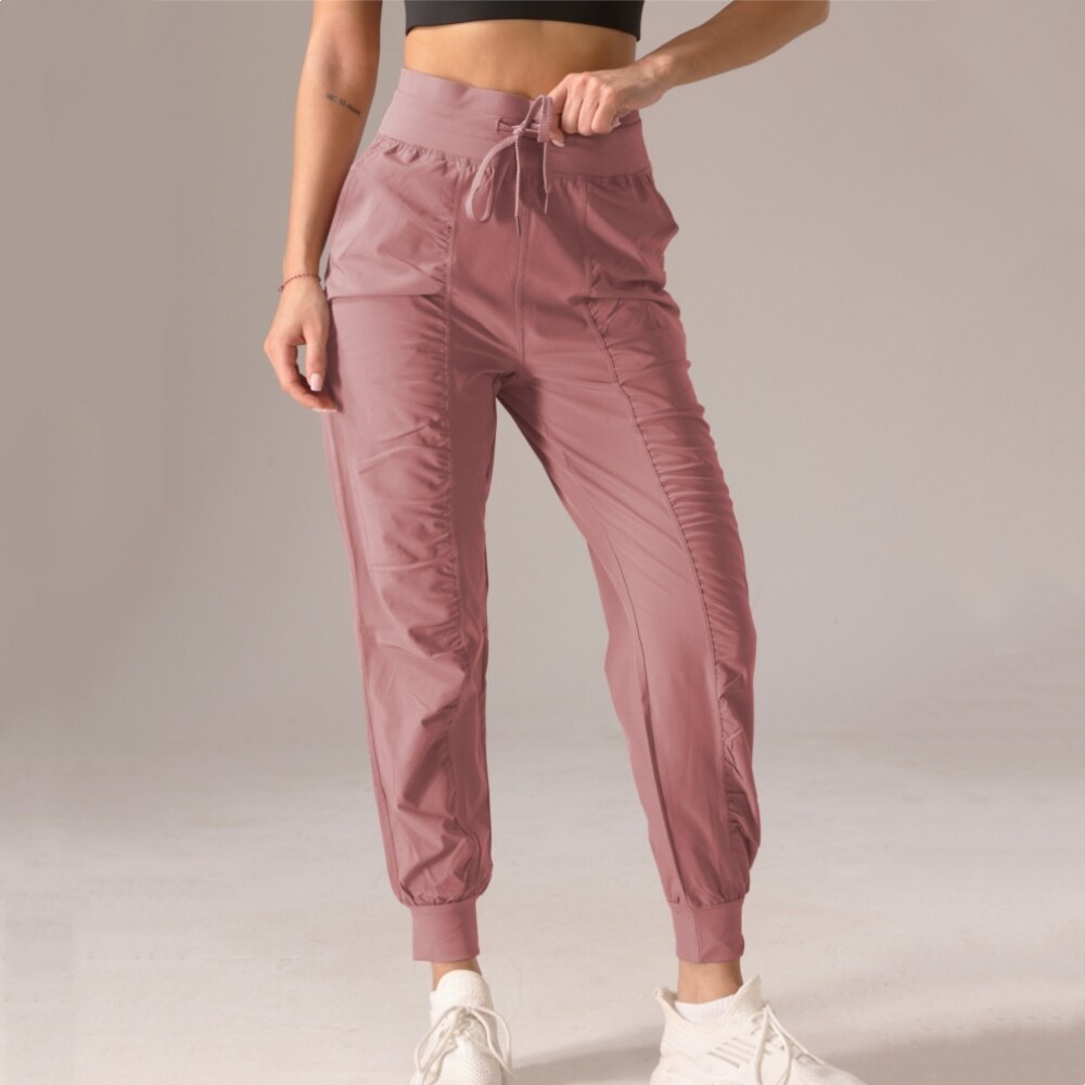 Fabric Drawstring Running Sport Joggers Women Quick Dry Athletic Gym Fitness Sweatpants with Two Side Pockets - 5
