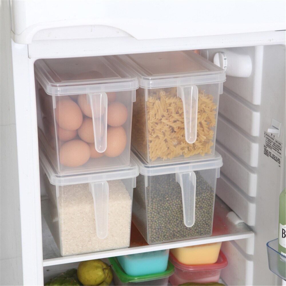 Gambar Refrigerator Storage Box Grains Beans Storage Container With Handle Plastic Sealed Box Home Kitchen Food Organizer 1PC