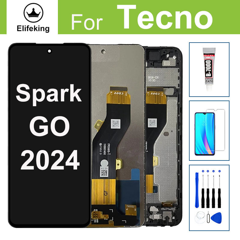 LCD ban đầu cho Infinix TECNO tia lửa đi 2024 BG6 Bộ linh kiện số của màn hình cảm ứng thay thế với các công cụ + Kính cường lực