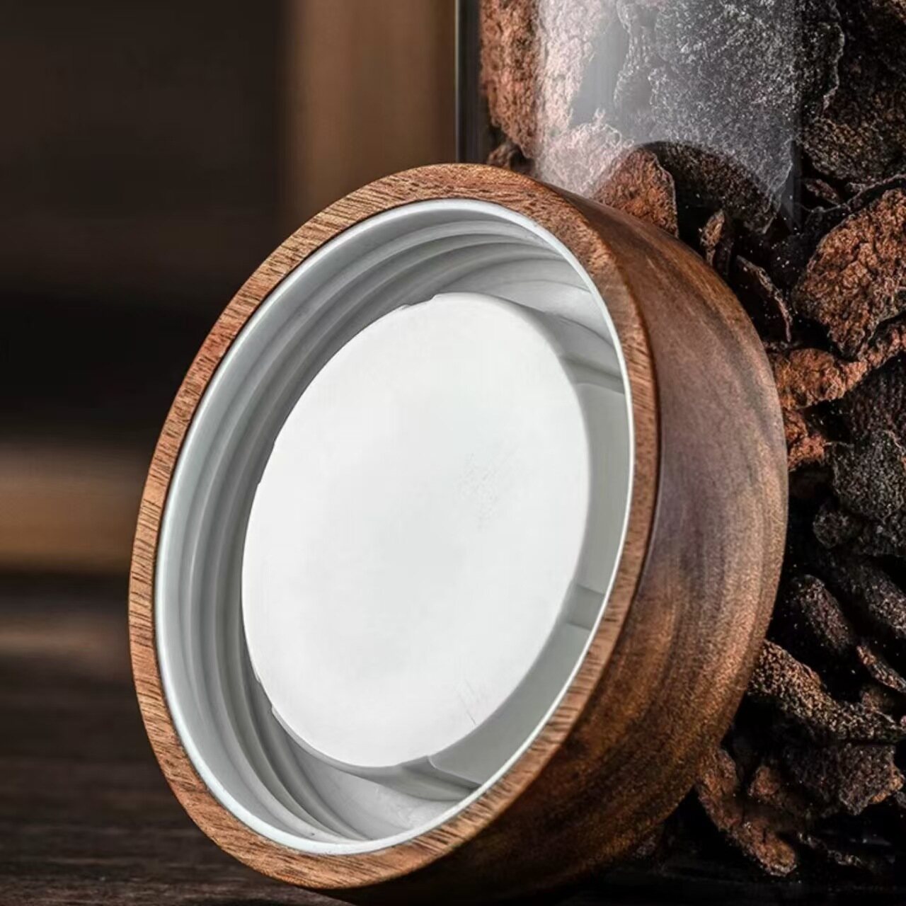 Tarro de cristal con tapa de madera hermético para alimentos_voghion.com