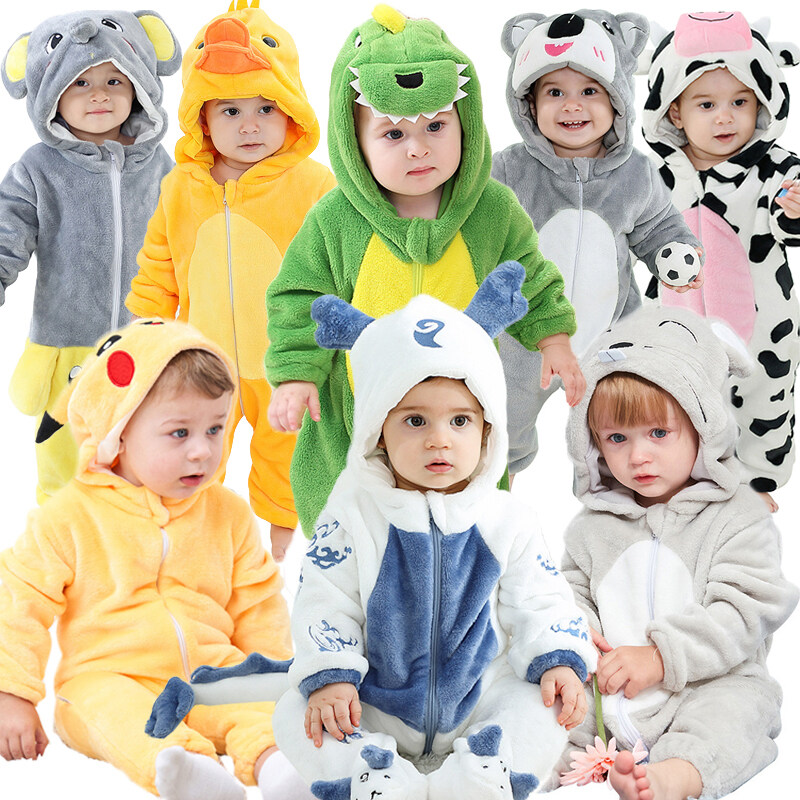 Baby One Piece Romper 0-3 Years old Baby Animals Cosplay Kigurumis Jumpsuit 100% Cotton Bodysuit Cute Cartoon Kids Onesie Sleepwear