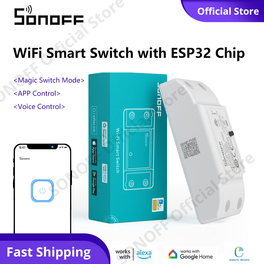Công tắc thông minh WiFi SONOFF BASICR4 với chip ESP32 Công tắc ma thuật Chế độ đèn Công tắc điều khiển nhóm ứng dụng eWeLink Mô-đun công tắc nhà thông minh Điều khiển bằng giọng nói Thời gian thông minh