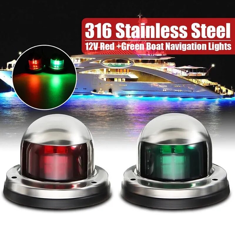 Boat navigation light, stainless steel, set of 2 (green / red) ราคา 499 บาท*ส่งฟรี