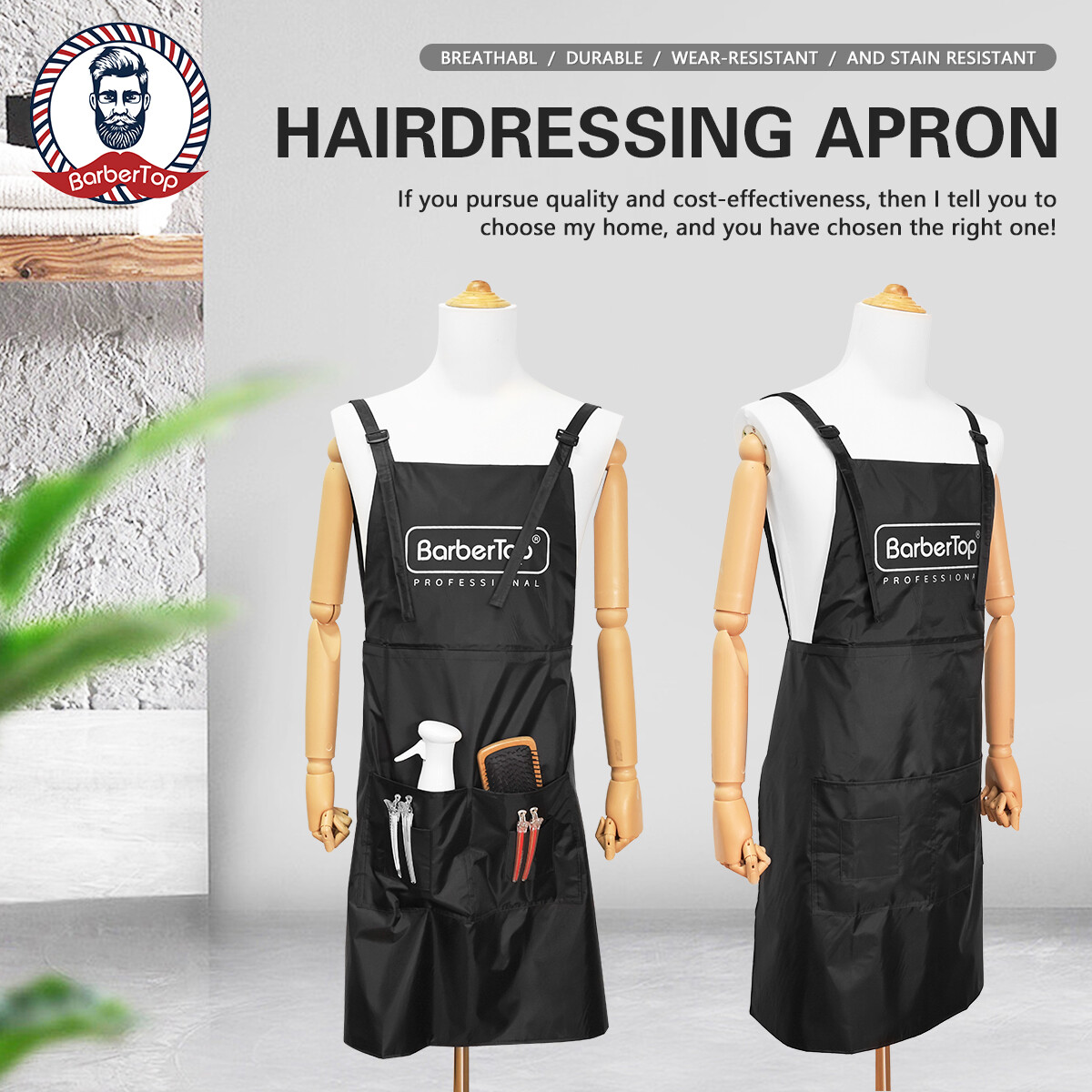 Thợ Cắt Tóc Tạp dề bartender Tạp dề bồi bàn apronbarber không thấm nước làm tóc Tạp dề thợ làm tóc mặc quần áo khăn choàng vải bọc chuyên nghiệp tạo mẫu tóc Áo choàng cắt tóc