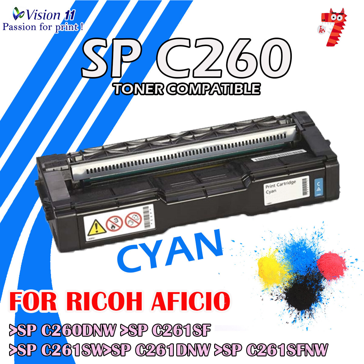 Compatible Cartouche de Toner pour Ricoh SP C250 C250DN C250DNW C250SF 1.600 Pages Cyan Grande Capacité 