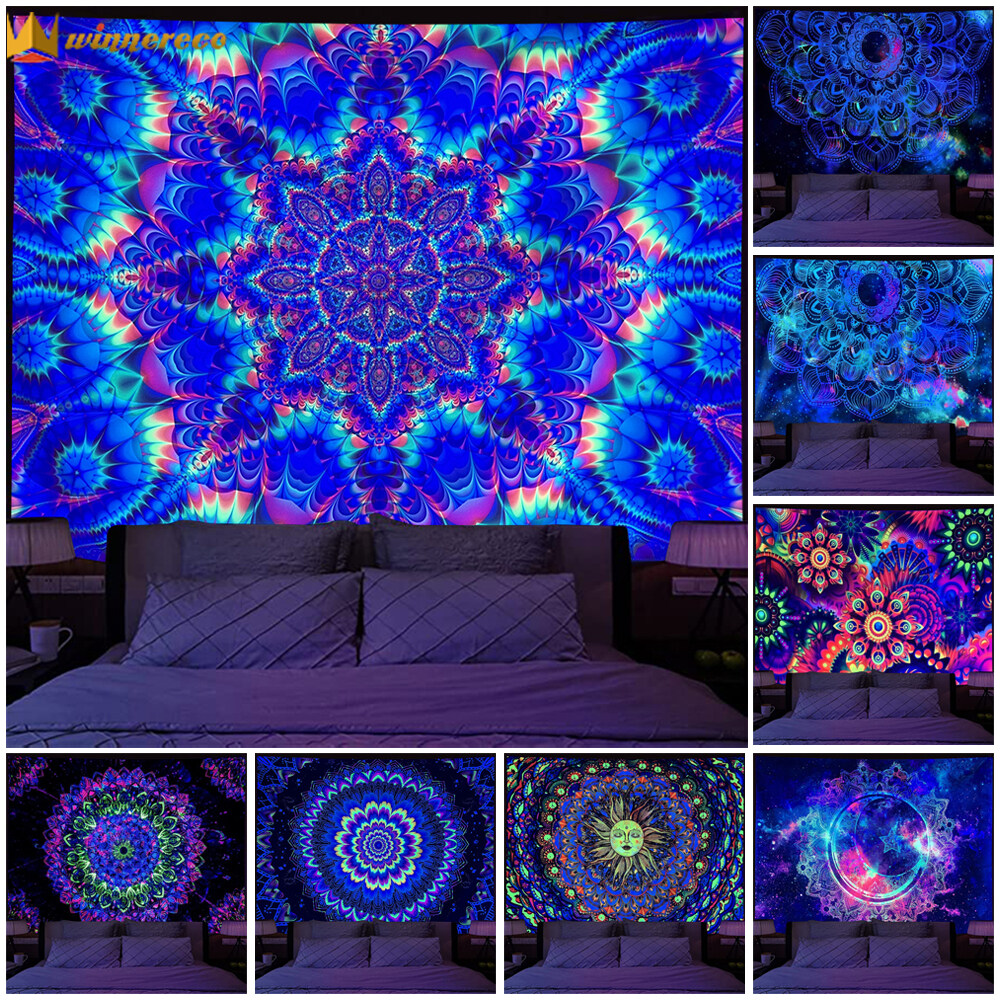 200x145cm tấm thảm Mandala huỳnh quang gia dụng treo tường Thảm treo cổ