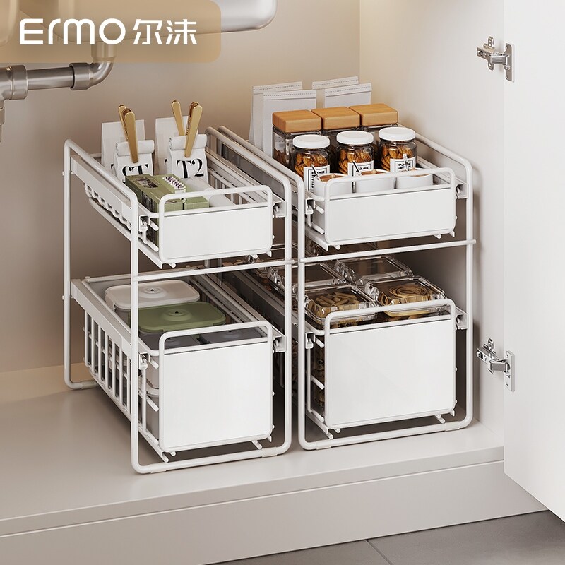 Gambar Sink shelf smoked pull type storage cabinets kitchen condiment multilayer shelf receives landing dishes play goal