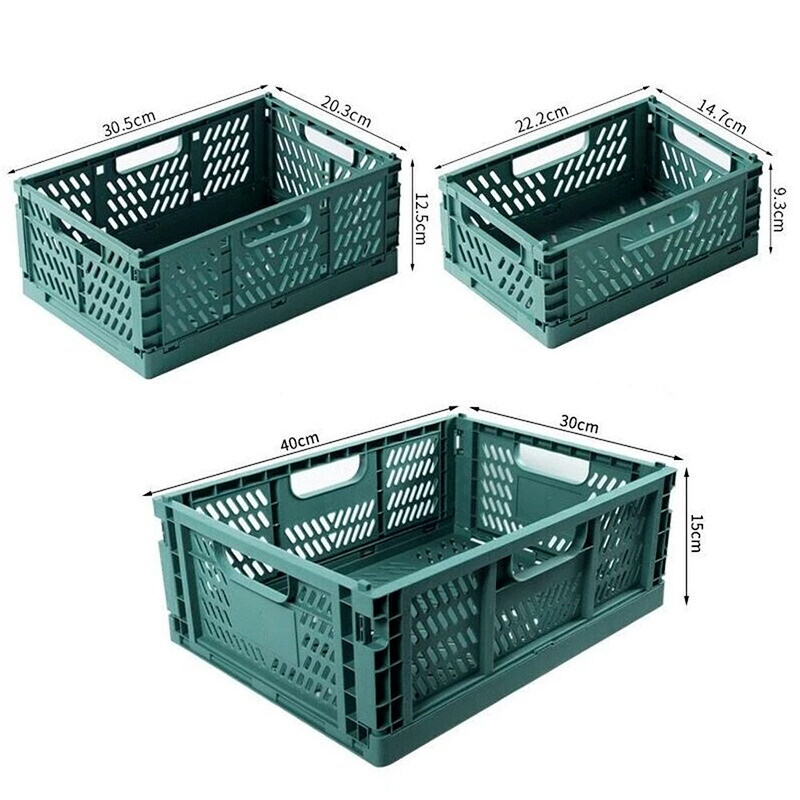 Details about   Folding Collapsible Plastic Storage Crate Box Stackable Home Kitchen Baskets Box
